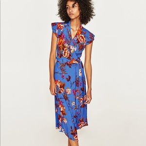 Zara floral wrap dress